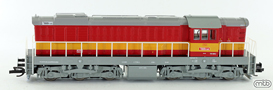 [Lokomotivy] &rarr;&nbsp;[Motorov�]&nbsp;&rarr;&nbsp;[T669.0 (770)]&nbsp;&rarr;&nbsp;CSD-T669-1149: dieselov� lokomotiva �erven� s v�stra�n�m pruhem, �ed� st�echa, r�m a pojezd
